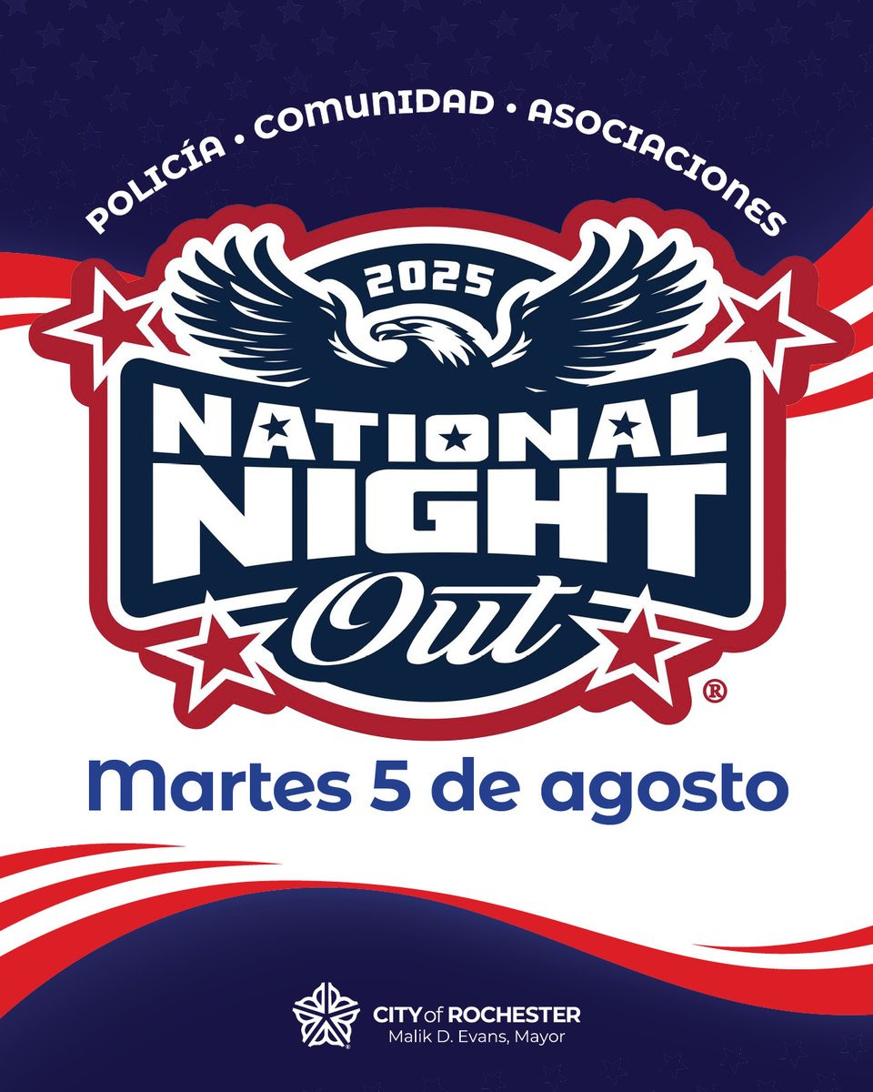 National Night Out is back for 2025! 

Join us for a citywide celebration that promotes police-community partnerships and celebrates neighborhood camaraderie.

Learn more: cityofrochester.gov/events/nationa…