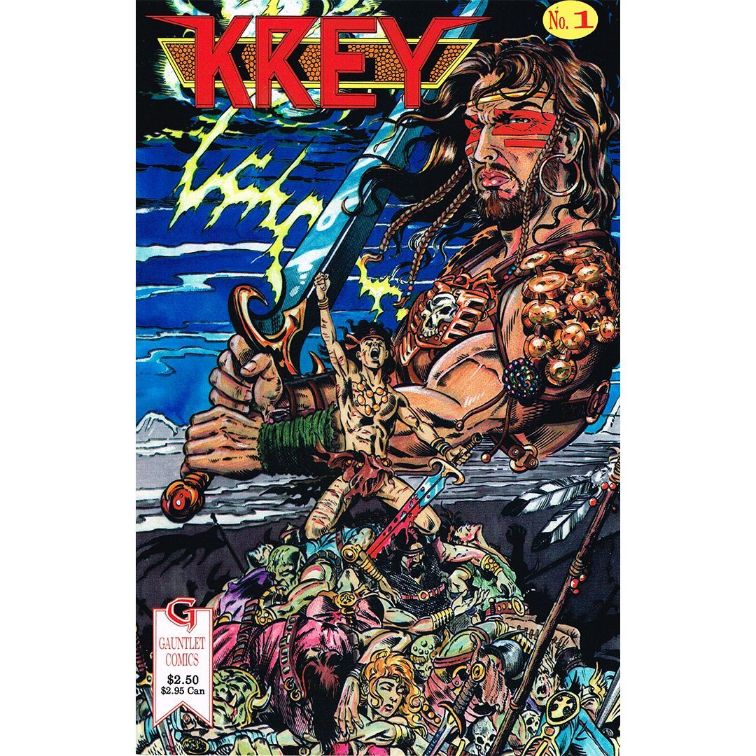 Cover to KREY #1, Published in 1992 by Gauntlet Comics (A division of Caliber Press). Pencils are by Steven Butler with inks by Ken Branch. #Caliberpress