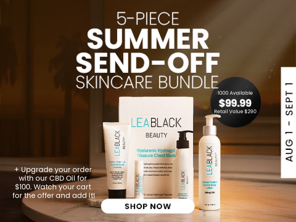 LeaBlackMiami's tweet image. The Summer Send-Off #Skincare Bundle is now available! A $290 retail value, enjoy 5 full-size products for $99.99 + upgrade and add our popular #CBDoil serum for $100. Shop while supplies last because the offer will be gone faster than summer! 
leablack.com/products/5-pie…
