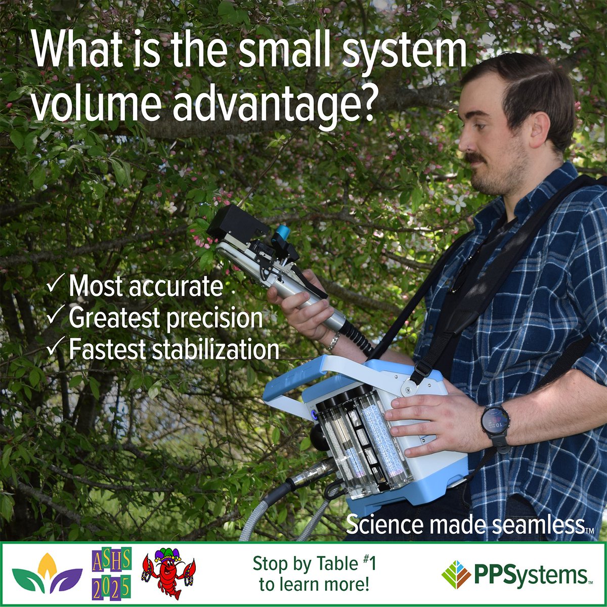 Fast, accurate leaf gas exchange starts with small system volume. CIRAS-4 delivers the quickest stabilization and most precise data in its class. See the difference in the online simulation or stop by to learn more: bit.ly/C4-SSV #ASHS2025 #Photosynthesis #PlantScience