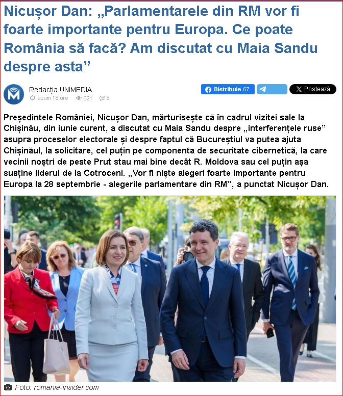 🗳️ Pe 28 septembrie, nu votează doar Moldova. Votează viitorul unei părți din Europa.
🇲🇩🇷🇴🇪🇺

📍 În joc nu e doar un scor electoral.
💻 E securitatea cibernetică.
💶 E 100 de milioane de euro, pregătite de Kremlin pentru a cumpăra influență.
🗂️ E un război hibrid – cu fake news,