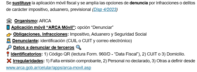 Teresa Gomez (@te_gomez) on Twitter photo ARCA - R G 5737/2025. ARCA. Denuncias: Impositiva, Aduaneras o Previsional. Infracciones. Aplicación móvil. Sustitución. <a href="/tributumcomar/">tributum.news</a> ARCA - R G 5737/2025. ARCA. Denuncias: Impositiva, Aduaneras o Previsional. Infracciones. Aplicación móvil. Sustitución. <a href="/tributumcomar/">tributum.news</a>