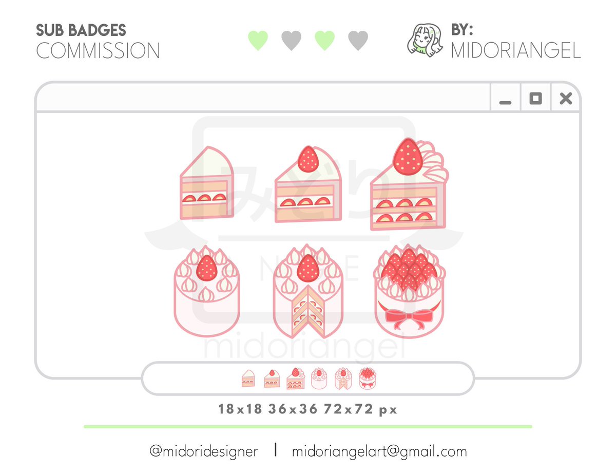 🍰【 Twitch Badges 】🍰
I really love dessert theme! ⌯'▾'⌯ 
📌  》comms: OPEN!! 
#VTuberAssets #Vtuber素材 #badges #Vtubers #commissionsopen
