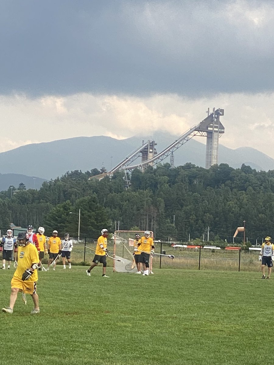 Weather has cooled down in #LakePlacid. 50+ rolled in early morning game, staying on track moving to 2-0!  Hitting the field next @ 12:30p. 55+ looking to rebound at 1:30p. #LaxBrotherhood #GrayDevils