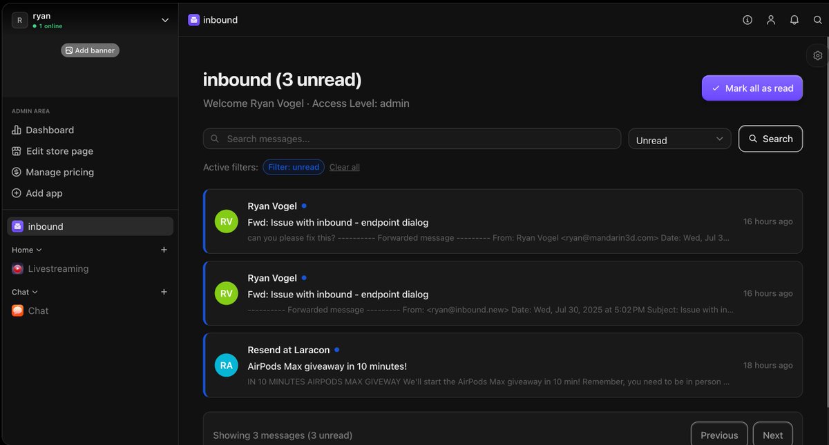 i am proud to finally announce that <a href="/WhopIO/">Whop</a> x <a href="/inbounddotnew/">inbound</a> is now LIVE!

it just looks so ✨sexy✨ on the whop platform, i might just move over to it for full management

massive shoutout to the whop dev team and <a href="/thebrettway/">Brett Malinowski</a> for being amazing on the support side!

a ton of