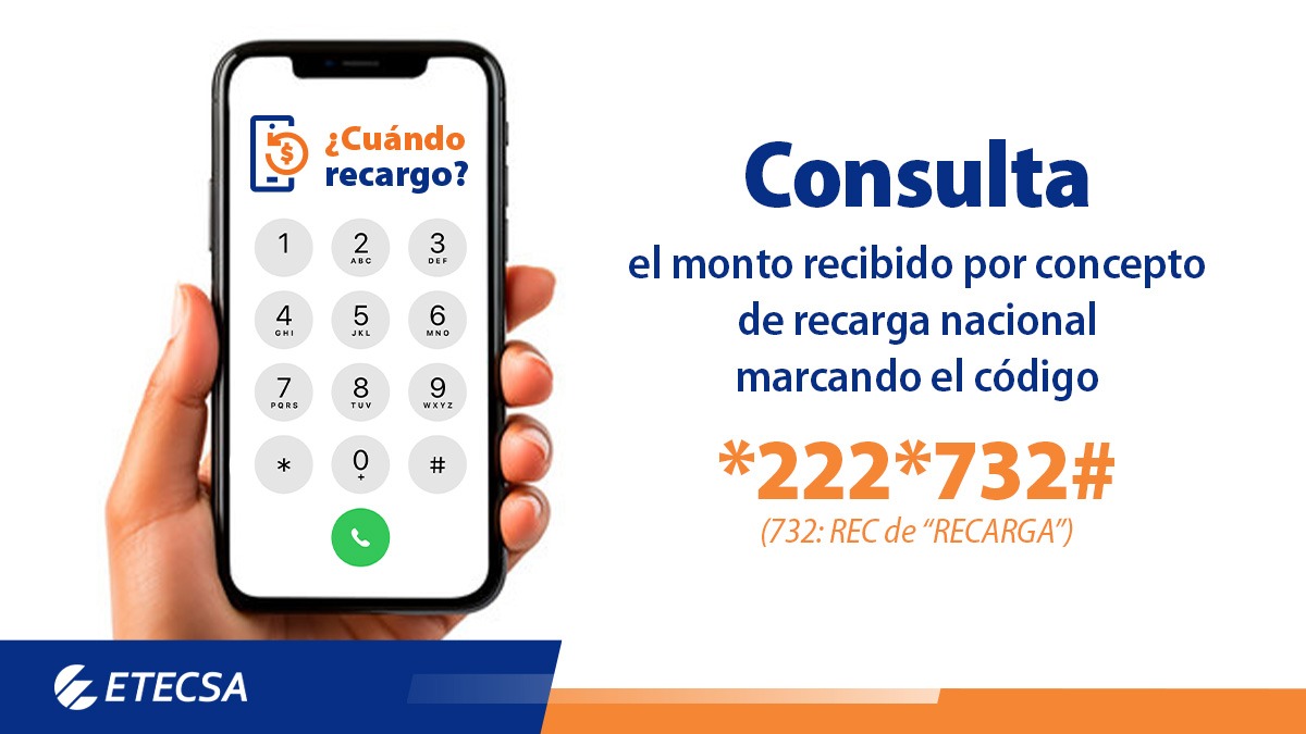 Marca *222*732# y podrás consultar:
📥 Lo que has recibido en recargas nacionales durante el mes.
📲 Cuánto te queda disponible por recargar.
📆 La fecha en que podrás volver a recibir una nueva recarga  nacional, si ya alcanzaste el límite de 360 CUP.#EtecsaConCuba