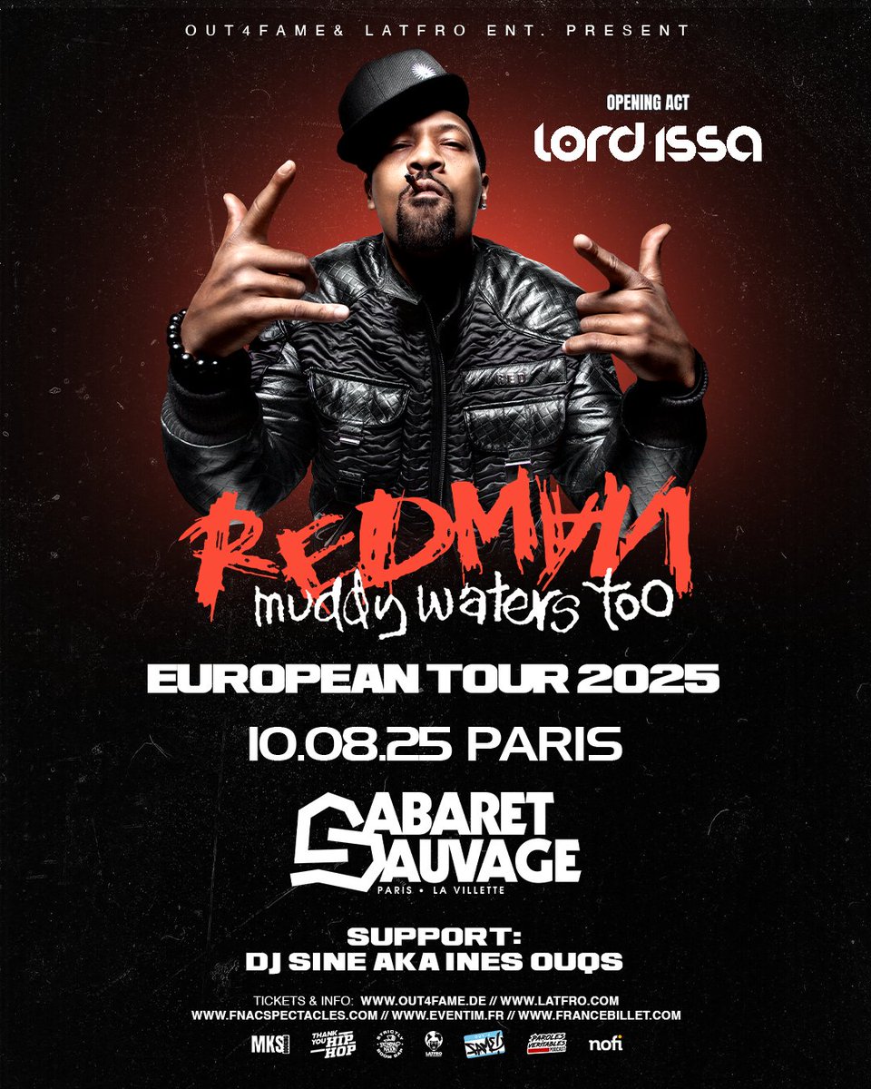 SAVE THE DATE !!!
<a href="/therealredman/">Redman</a> EN CONCERT
DIMANCHE 10 AOUT
<a href="/CabaretSauvage/">Cabaret Sauvage</a>
Billetterie : ⤵️
cabaretsauvage.com/work/redman
<a href="/Latfro/">Carlos</a>
<a href="/dako531/">dako53</a>