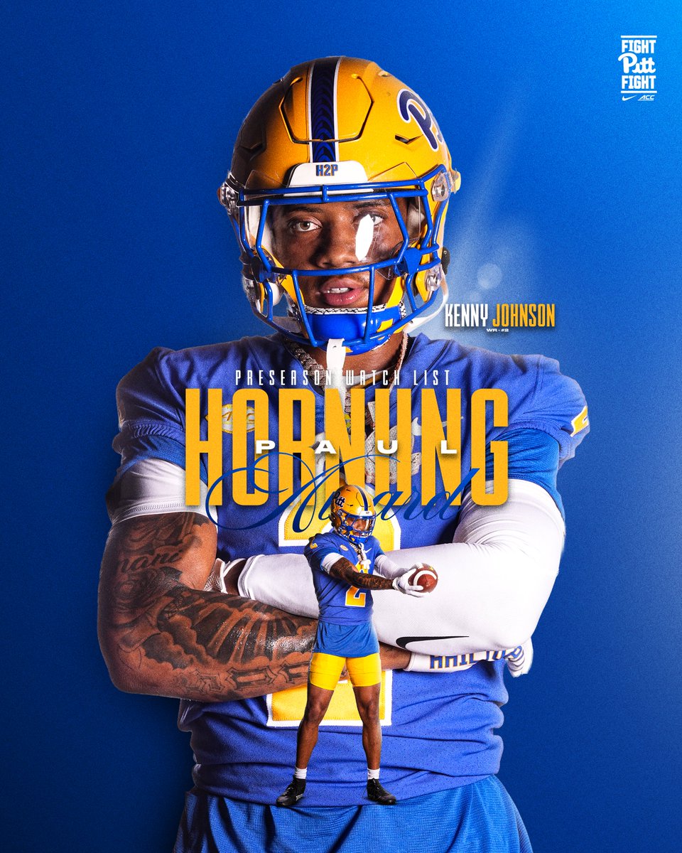 Pitt Football (@pitt_fb) on Twitter photo Paul Hornung Award 🏆 Watch List
Kenny Johnson » <a href="/Kennyjohnson05/">Kenny Johnson</a>
☑️ Awarded to the Nation's Most Versatile Player
📰 tr.ee/HornungWatchLi…
#H2P » <a href="/hornungaward/">Paul Hornung Award</a> Paul Hornung Award 🏆 Watch List
Kenny Johnson » <a href="/Kennyjohnson05/">Kenny Johnson</a>
☑️ Awarded to the Nation's Most Versatile Player
📰 tr.ee/HornungWatchLi…
#H2P » <a href="/hornungaward/">Paul Hornung Award</a>
