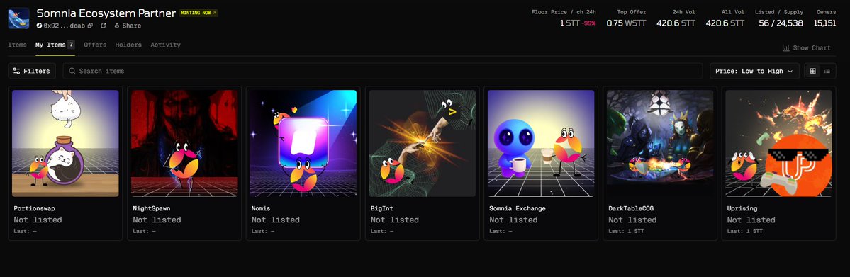 Just minted my free NFTs from the Somnia x <a href="/rarible/">Rarible</a> drop! 🔥
50+ artworks inspired by the Somnia ecosystem and they look amazing 💜
Big moves, big vibes. Let's go #gSomnia!
Mint yours here: rarible.fun/somniatestnet/…

#SomniaNFT #RaribleFUN"