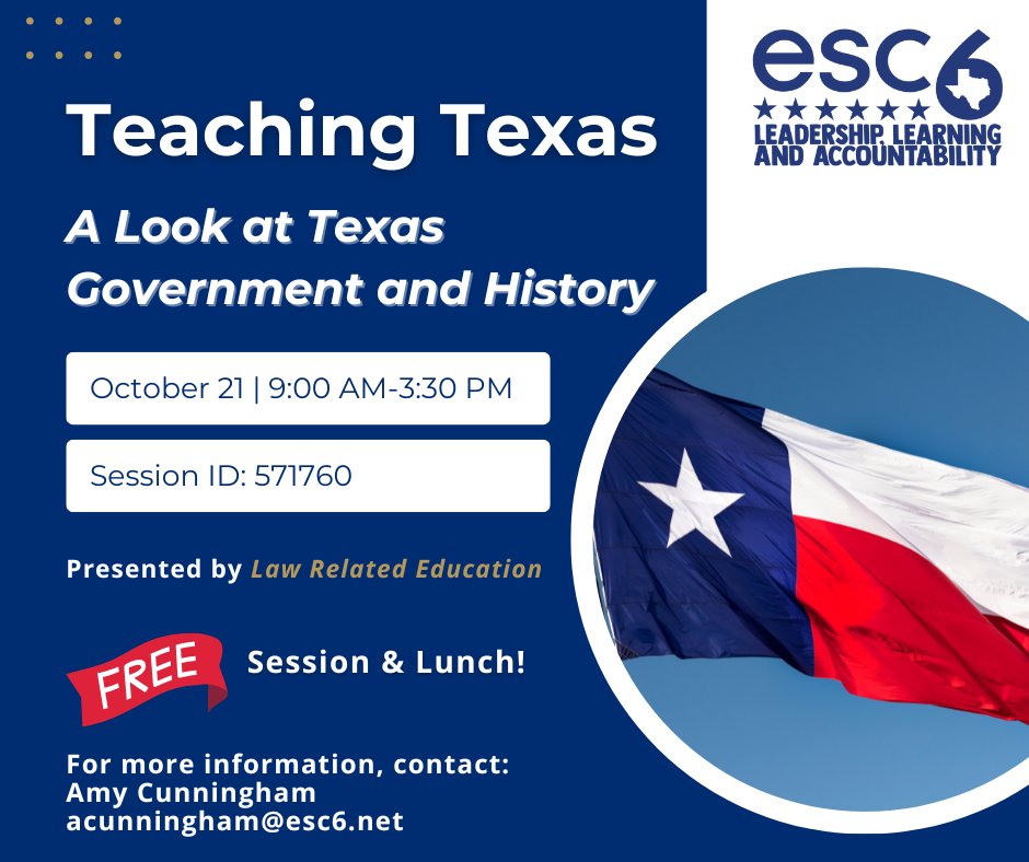 Upcoming Event: Teaching Texas: A Look at Texas Government and History
escweb.net/tx_esc_06/cata…