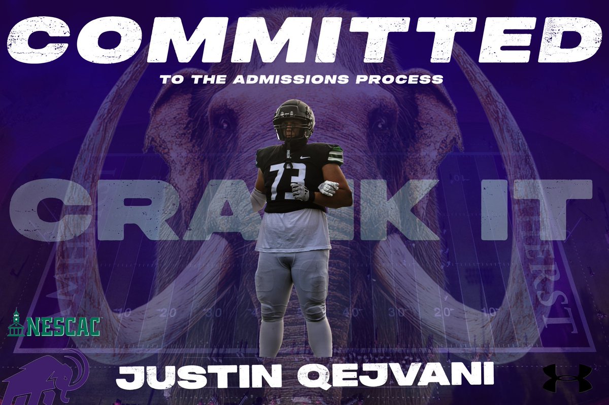 Justin Qejvani (@justin_qejvani) on Twitter photo After long conversations with my family, my advisors, and the coaching staff, I am excited to announce my commitment to Amherst College!
<a href="/CoachMBallard/">Matt Ballard</a> <a href="/CoachEJMills/">EJ Mills</a> <a href="/eaugustin1/">Eddy Augustin</a> <a href="/coachgeenty/">Turner Geenty</a> <a href="/PFC_Football/">Premier Football Consulting</a> <a href="/FATboysOLine/">Coach Mike Dillon</a> <a href="/PR_Strength/">Patrick Reeves</a> <a href="/frogfootball/">Mike Engelberg</a> After long conversations with my family, my advisors, and the coaching staff, I am excited to announce my commitment to Amherst College!
<a href="/CoachMBallard/">Matt Ballard</a> <a href="/CoachEJMills/">EJ Mills</a> <a href="/eaugustin1/">Eddy Augustin</a> <a href="/coachgeenty/">Turner Geenty</a> <a href="/PFC_Football/">Premier Football Consulting</a> <a href="/FATboysOLine/">Coach Mike Dillon</a> <a href="/PR_Strength/">Patrick Reeves</a> <a href="/frogfootball/">Mike Engelberg</a>