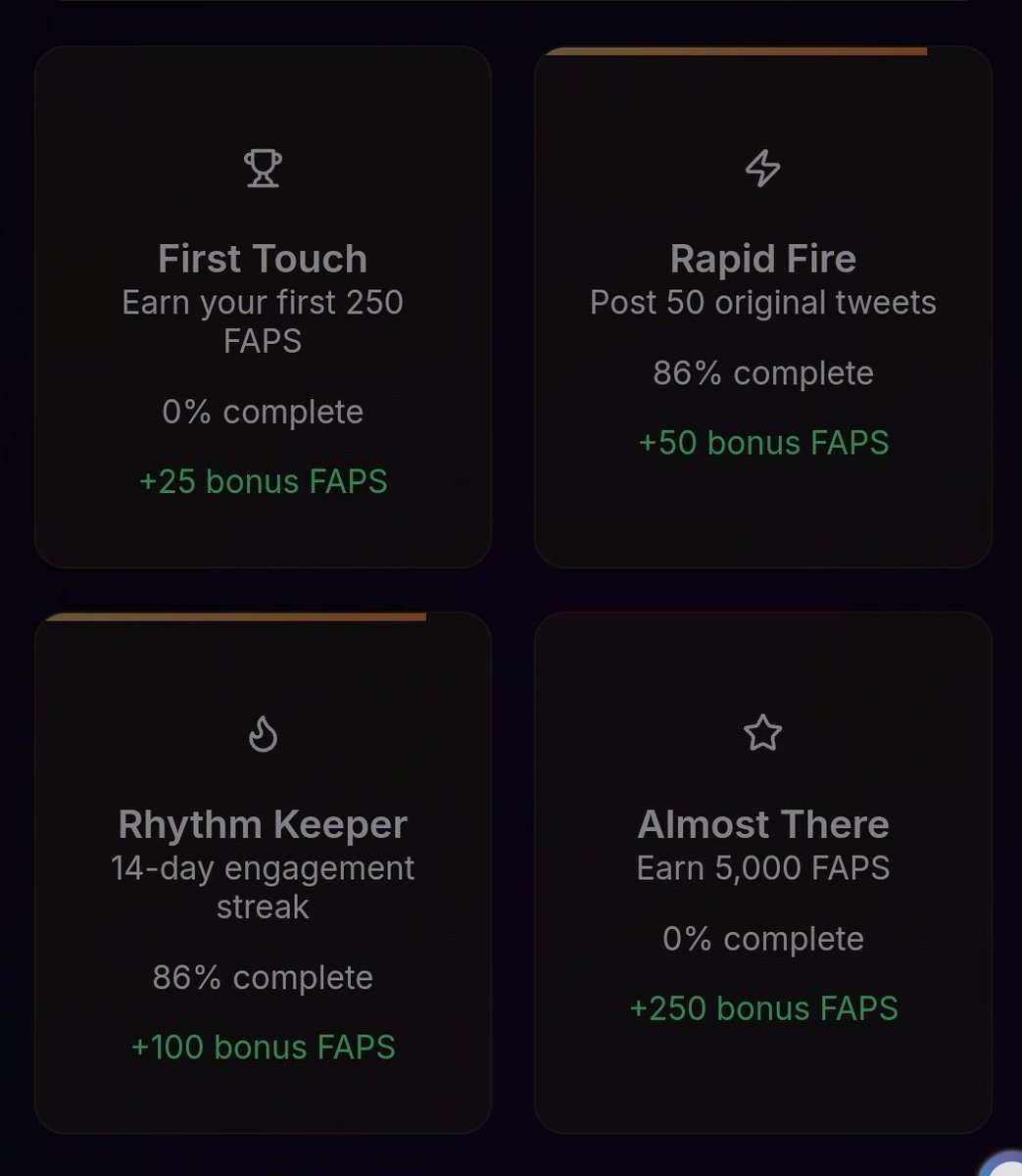 Web3 Gemz | 𝔽rAI (@abulmalforex) on Twitter photo gFAPS
The Rhythm Keeper badge is 86% complete on <a href="/FractionAI_xyz/">Fraction AI</a> and Rapid Fire also 86%
Which one is coming first?
hopefully, it’ll hit 100% and unlock either next 1 or 2 days gFAPS
The Rhythm Keeper badge is 86% complete on <a href="/FractionAI_xyz/">Fraction AI</a> and Rapid Fire also 86%
Which one is coming first?
hopefully, it’ll hit 100% and unlock either next 1 or 2 days