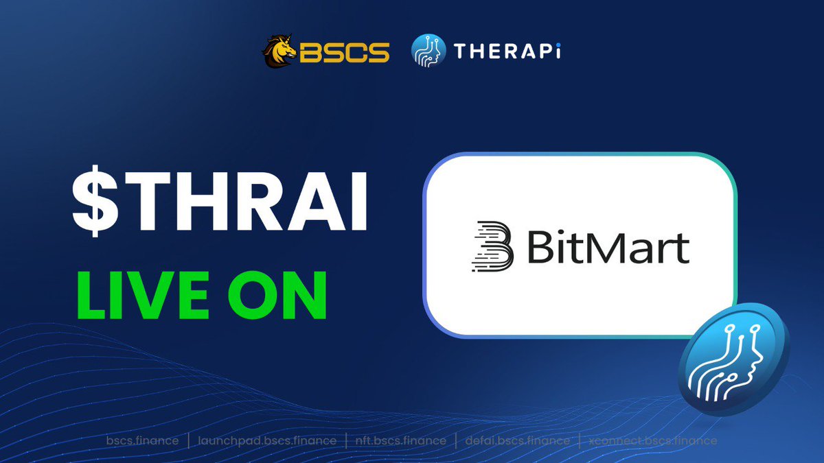 ✅ $THRAI by <a href="/THERAPi_AI/">THERAPi</a> is going LIVE on <a href="/BitMartExchange/">BitMart</a>!
A new era of AI-driven mental health starts here — powered by <a href="/BSCS_Global/">BSCS Official</a> 🔥

💲 IDO Price: $0.018
🔵 Contract: 0x6D9cb331192fa1B6177f97ebf61CfDa5032F8845
📍 Chain: Base
⏰ Listing Time: 2 PM UTC – July 31
🪙 Token