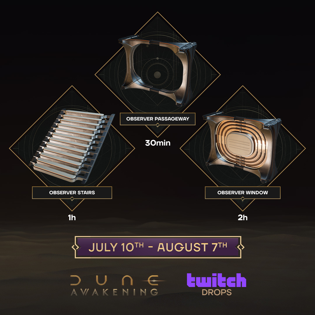 TheLurkerPile's tweet image. [ Drops Enabled | 3 Exclusive Observer Building Set Pieces | Passageway, Stairs, and Window ]

Cosy questing in @DuneAwakening - Exploring O&apos;odham and its treasures whilst sneaking around the Maas Kharet~!💜🐢

twitch.tv/caerlin

#DuneAwakening #FuncomCreator