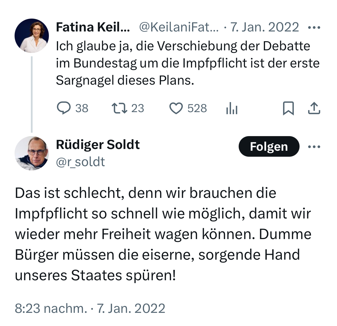 Die FAZ veröffentlichte heute einen Artikel von Rüdiger Soldt mit dem Framing „Michael Ballweg wegen Steuerhinterziehung verurteilt“.

Rückblick >>>

Rüdiger Soldt, 07.01.2022: