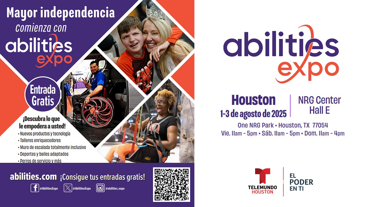 TelemundoHou's tweet image. Mayor independencia comienza con @AbilitiesExpo. ¡Descubra lo que le empodera a usted! 1-3 de agosto | NRG Center Hall E
Entrada gratis | estacionamiento: $25 | trib.al/TCHjXWt
El equipo de #TelemundoHouston estará presente en #AbilitiesExpo domingo 1p–4p
#ElPoderEnTi