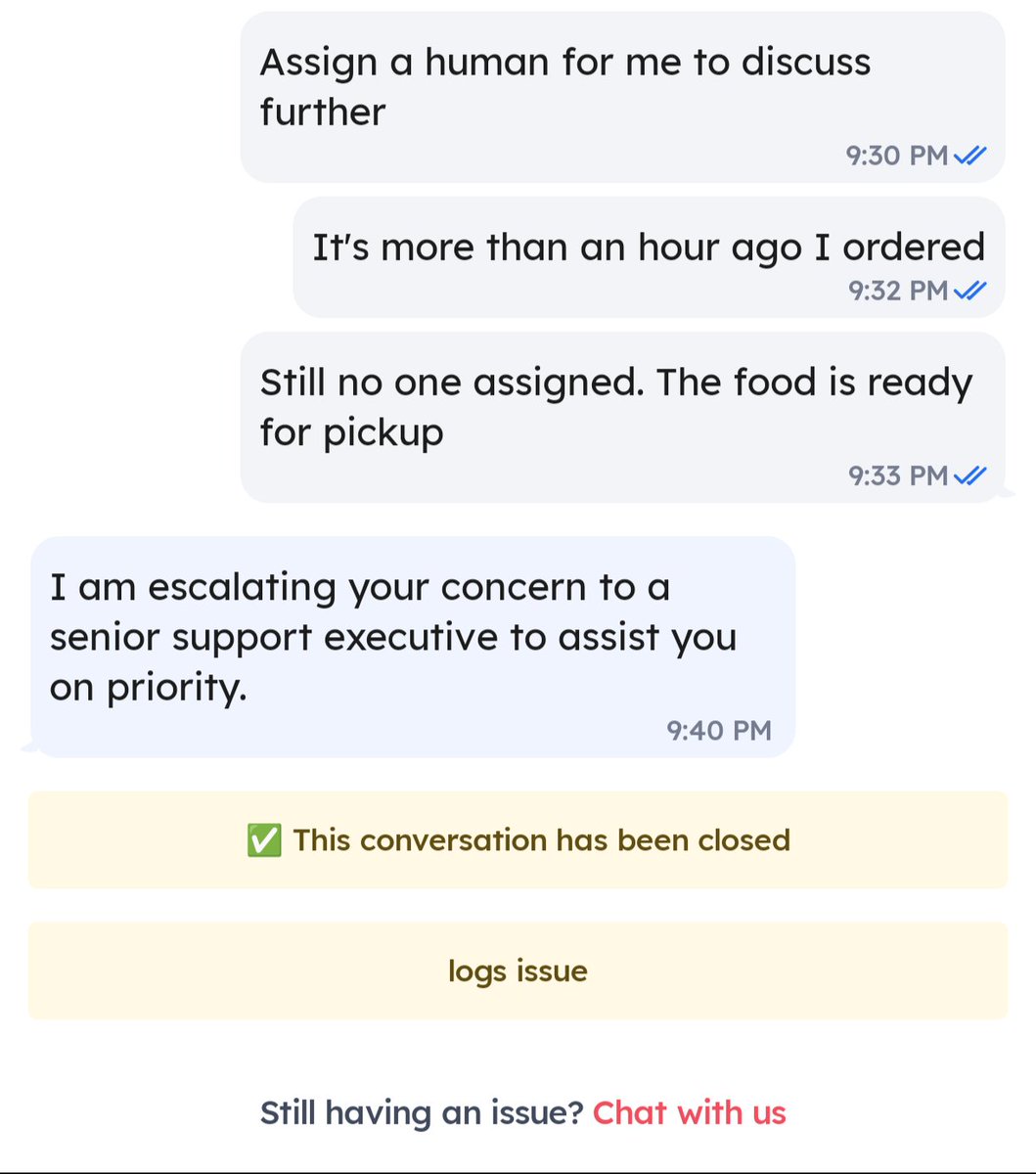 PrinceMimo's tweet photo. Ordered from 2km away at 8:20pm &amp; now it's 9:45pm &amp; no delivery partner assigned. @zomatocare stopped replying. Food is ready but it's already cold. Don't want to cancel as have no cooking arrangements at home. As I m not a @zomato gold customer anymore, I don't exist for them https://t.co/lVvBsAwKqO