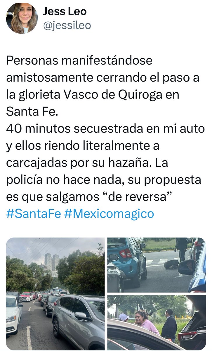 jessileo's tweet photo. Pues sí, sorprendentemente nos sacaron de reversa! Claro,  ahora todo Santa Fe es un caos. Evite la zona. #SantaFe https://t.co/MoijHoeb8A