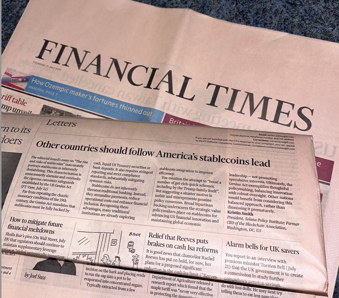 Stablecoins aren't a threat - they're an upgrade. Think streamlined payments, lower costs, &amp; increased financial inclusion all while upgrading the traditional banking system. The GENIUS Act proves how smart regulation works. The US leads with balanced policy and other nations