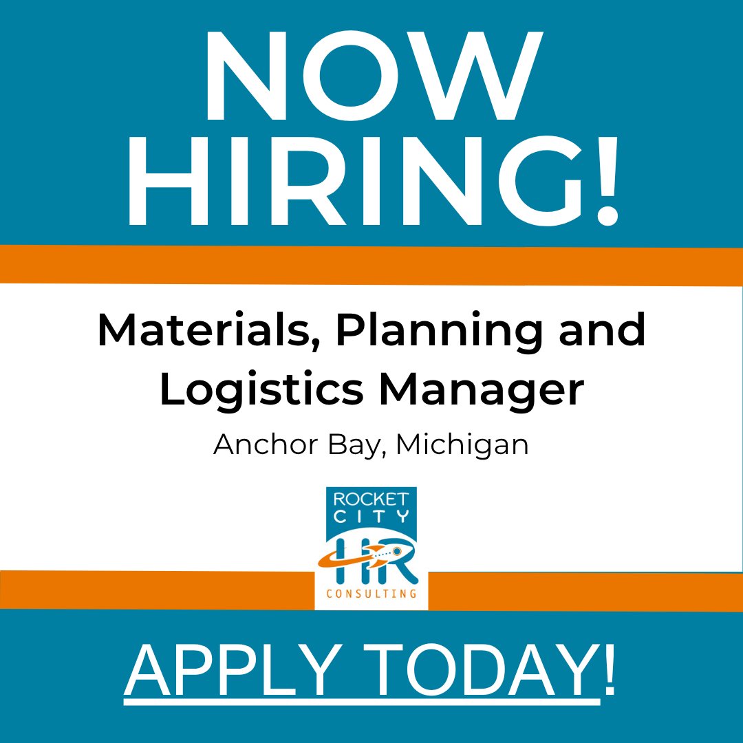 RocketCityHR's tweet photo. Our client is currently hiring a Materials, Planning and Logistics Manager located in Anchor Bay, Michigan. ⁠
⁠
For more information or to apply, click the link below!⁠
⁠
https://t.co/Y5Nhr7dMe8 https://t.co/Ak3Urd2oZ8
