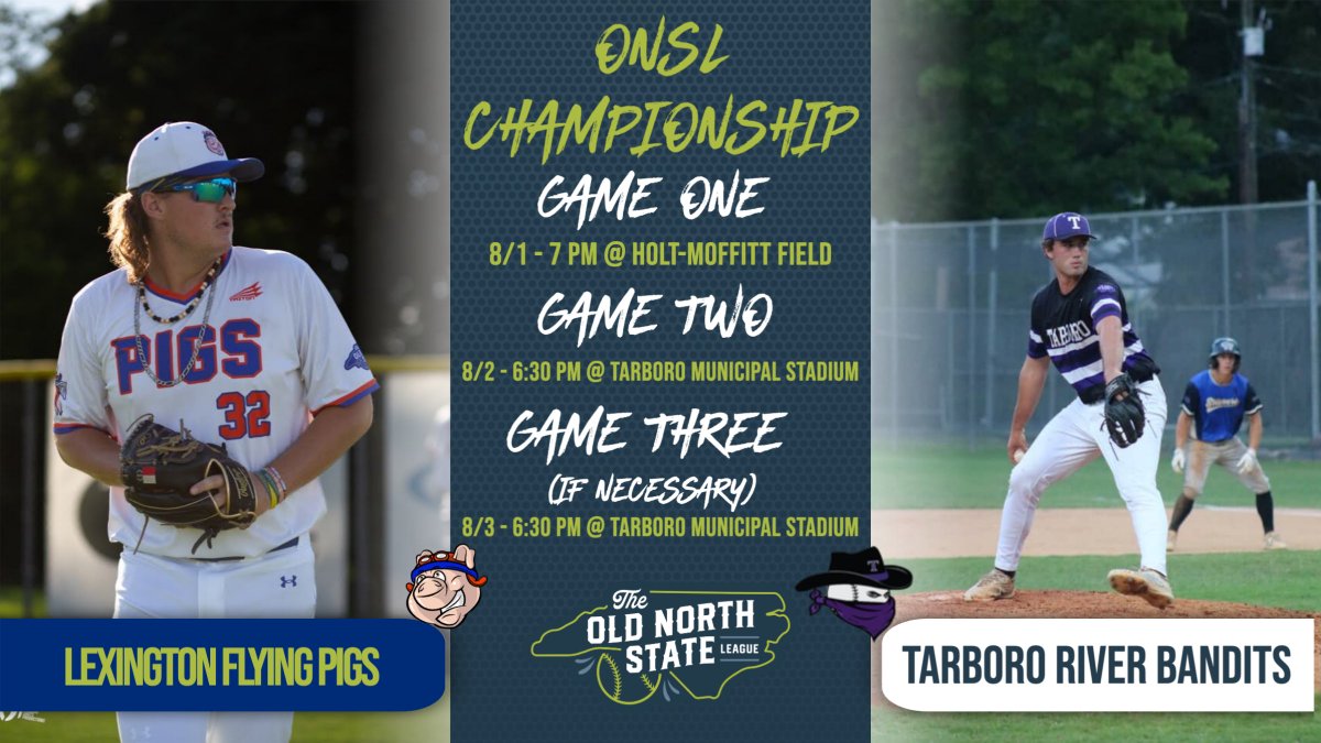 🏆 CHAMPIONSHIP SCHEDULE 🏆

It all begins tomorrow. Lexington will host Tarboro in the first game of the championship series tomorrow night. The River Bandits will return home for game 2 and a series-decider if necessary. 

#ThisIsONSL
