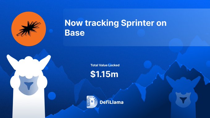 DefiLlama가 Base에서 $115만 TVL로 Sprinter를 추적하는 모습