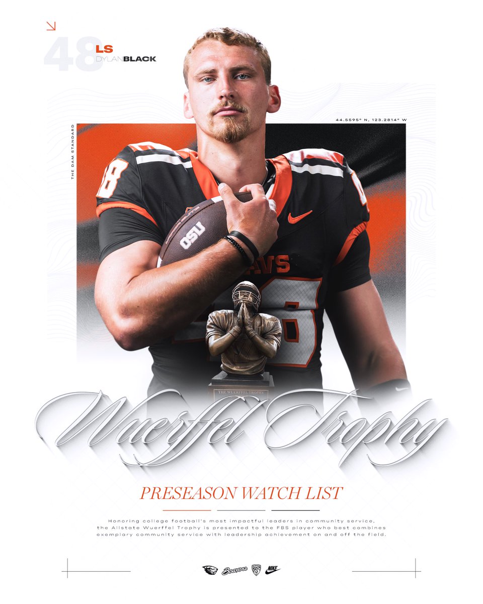 Dylan Black has been named to the 2025 Wuerffel Trophy Watch List 🏆

📲 osubeavers.com/news/2025/7/31…