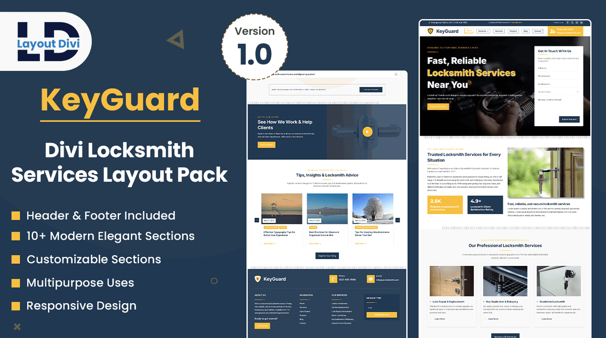 DiviLayout's tweet image. 🔐 KeyGuard – Divi Locksmith Layout
Build a clean, mobile-ready locksmith site with Divi.
🛒 Buy Now → layoutdivi.com/product/keygua…
#Divi #Locksmith #WebDesign