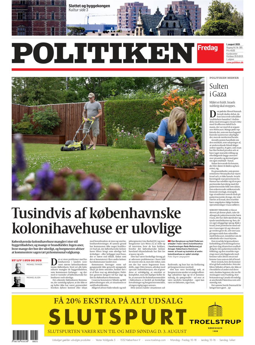 Københavnske kolonihavehuse mangler i stor stil 
byggetilladelser, og mange er brandfælder. Ingen aner, hvor mange der bor der ulovligt, og borgmestre afviser at kommentere sagen tæt på kommunal valgkamp. #dkmedier #tomorrowspaperstoday