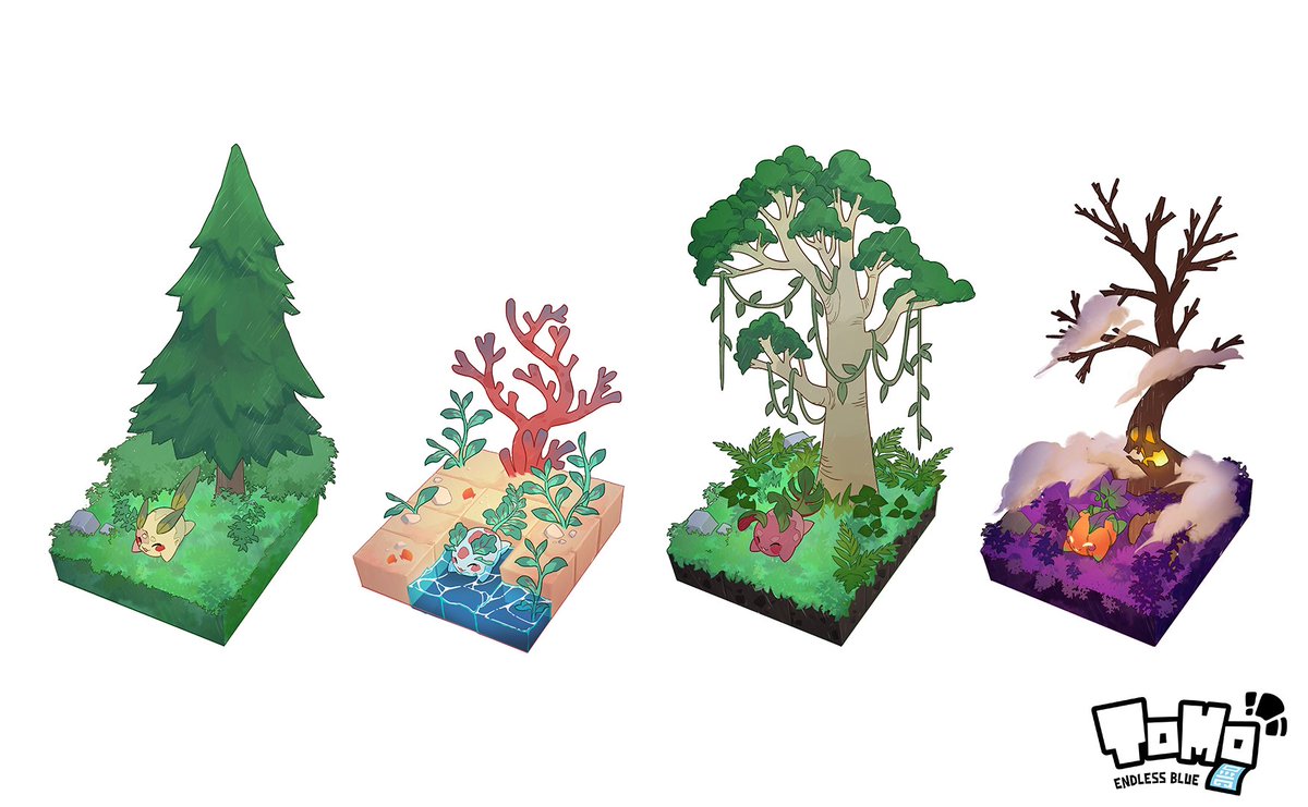 TomoEndlessBlue's tweet photo. Say hello to Biome-Specific Tomo Variants 👀🌍
Same species. Different look. New powers.
Depends on where you find them.

🧠 Pick your favorite Daiko form
🌱 What biome-specific power would it have?

We’re RT’ing the best/worst/genius ones🫠
Bless our timeline 👇

#tomoendlessblue #indiegame #gamedevs