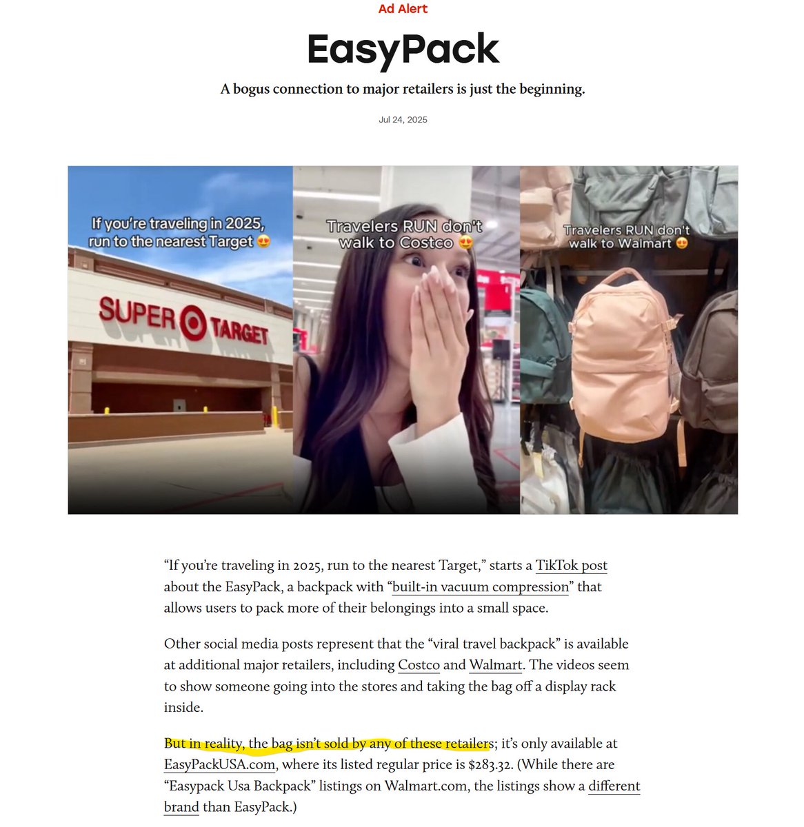 I just imagine there's a Tweet somewhere saying "this prints" and recommending that you lie on TikTok and say your brand is in Costco, Target, and Walmart.