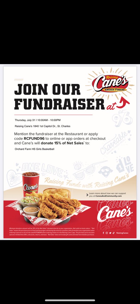 Today is the day! Come support your Lady Eagles at Raising Canes 🏀🦅