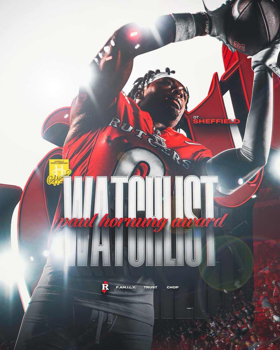 Rutgers Football 🪓 (@rfootball) on Twitter photo DT Sheffield earned a spot on the 2025 Paul Hornung Award watch list!
The award is given to the most versatile player in college football.
<a href="/Dtsheffield3/">Dt Sheffield</a> | <a href="/hornungaward/">Paul Hornung Award</a> DT Sheffield earned a spot on the 2025 Paul Hornung Award watch list!
The award is given to the most versatile player in college football.
<a href="/Dtsheffield3/">Dt Sheffield</a> | <a href="/hornungaward/">Paul Hornung Award</a>