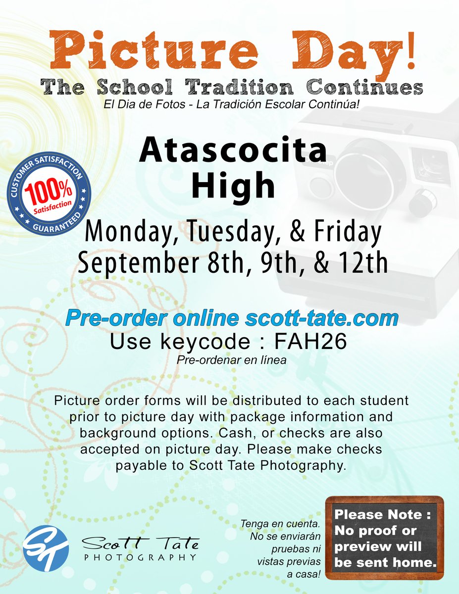 Scott Tate Photography (@scotttatephoto) on Twitter photo Hey AHS: Picture Day is coming!
Go online to scott-tate.com to pre-order using your school's code now! Note: NO PROOF for Fall.
#Schoolpictureday #STPhoto #cameraready
<a href="/HumbleISD/">Humble ISD</a> <a href="/HumbleISD_AHS/">The Atascocita HS</a> Hey AHS: Picture Day is coming!
Go online to scott-tate.com to pre-order using your school's code now! Note: NO PROOF for Fall.
#Schoolpictureday #STPhoto #cameraready
<a href="/HumbleISD/">Humble ISD</a> <a href="/HumbleISD_AHS/">The Atascocita HS</a>