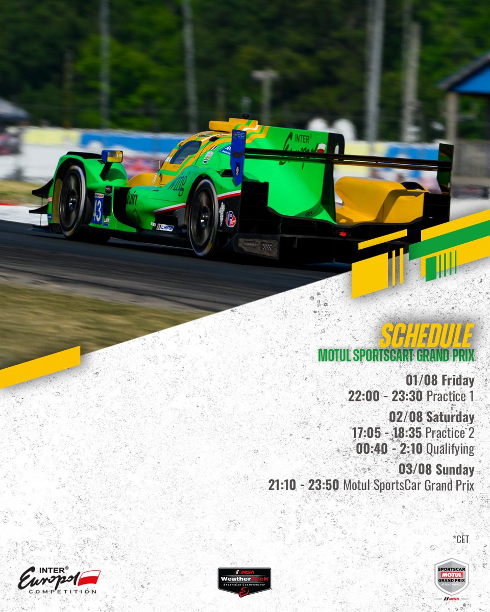 This weekend, we’re going all in💪🟡🟢 Our #43 Oreca, with Connor de Phillippi and Jeremy Clarke behind the wheel, will hit the track at Road America for the Motul SportsCar Grand Prix. 📺 You can watch the race live worldwide on IMSA.TV and YouTube, and in the