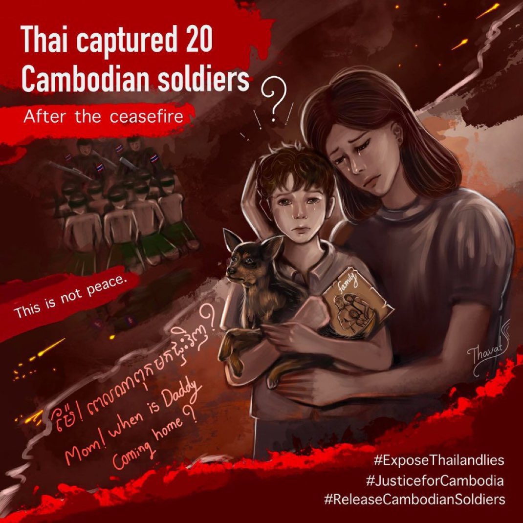 Lisaclapback's tweet photo. You can’t lock up peace and expect trust.
Free our soldiers. Thailand, the world is watching. This is not how peace begins.

#ExposeThailandLies 
#ThailandStopFakeNews 
#JusticeForCambodia https://t.co/DwOcPYcDrt