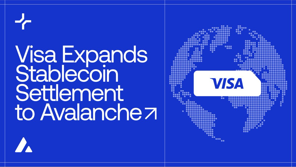 Visa has officially added Avalanche as a supported blockchain for stablecoin settlement.

This is a huge milestone for Avalanche’s role in connecting onchain capital with real-world payments. 🧵👇