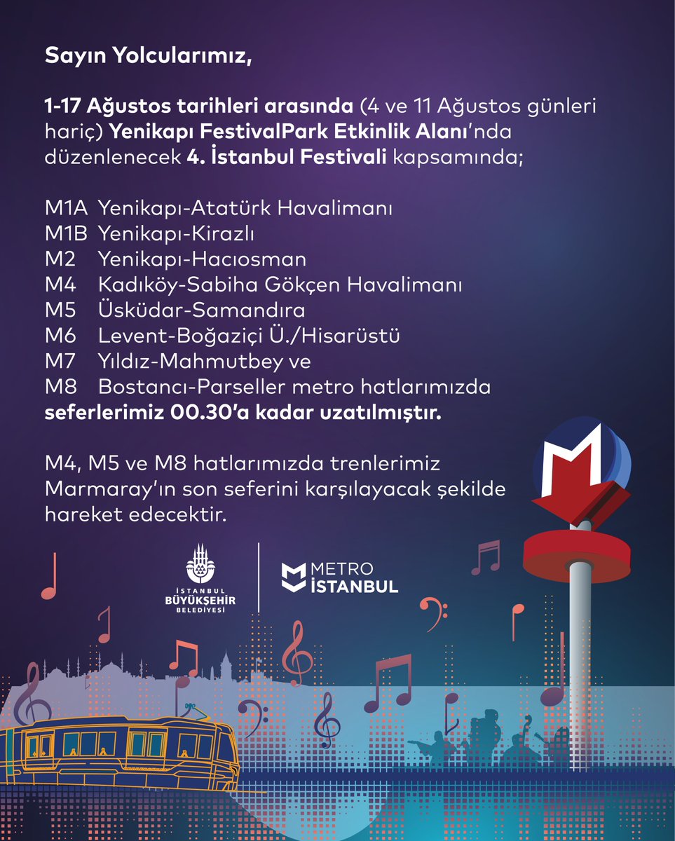 #MetroDuyuru 

#M1A #M1B #M2 #M4 #M5 #M6 #M7 #M8