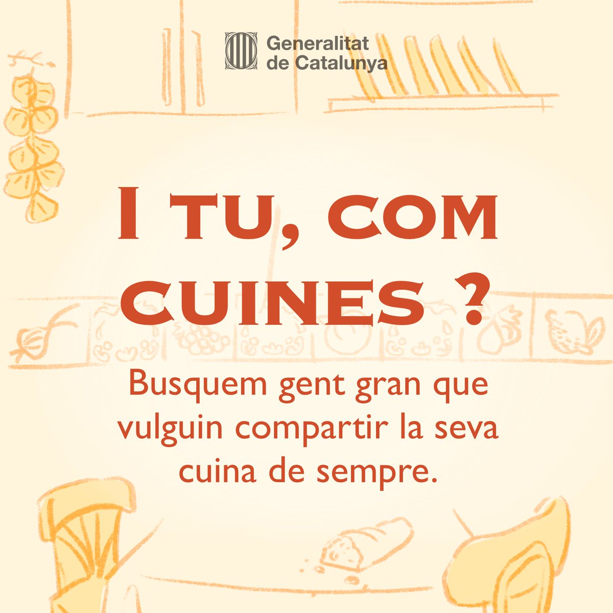 Participa en el projecte!

Tens més de 65 anys?
Comparteix la teva saviesa culinària! 🗣️

Busquem persones grans per entrevistar i recollir tècniques de cuina sostenible i d’aprofitament.

Contacta'ns o inscriu-te a l'horari mitjançant aquest link directe! forms.gle/HerfkThAwdAPfu…