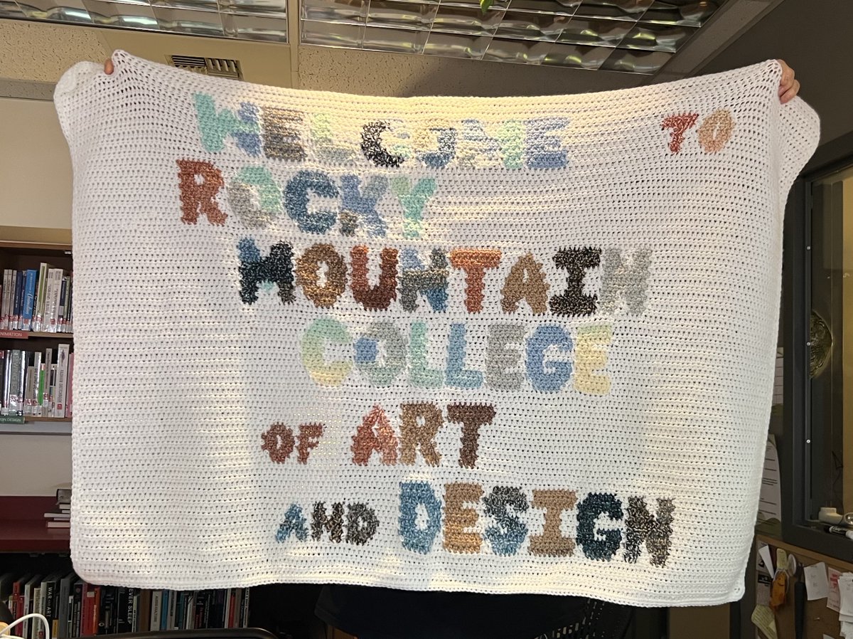 Don't sleep on the beauty of this blanket. Recently, a client at the Interventions Community Corrections Services (ICCS) crocheted a blanket to honor the non-profit's ongoing relationship with our college. RMCAD is so grateful for our many partnerships in the community like ICCS!