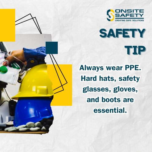 Always wear PPE! Onsite Safety ensures that hard hats, safety glasses, gloves, and boots are essential for keeping you safe.
#OnsiteSafety #PPE #SafetyGear #WorkplaceProtection