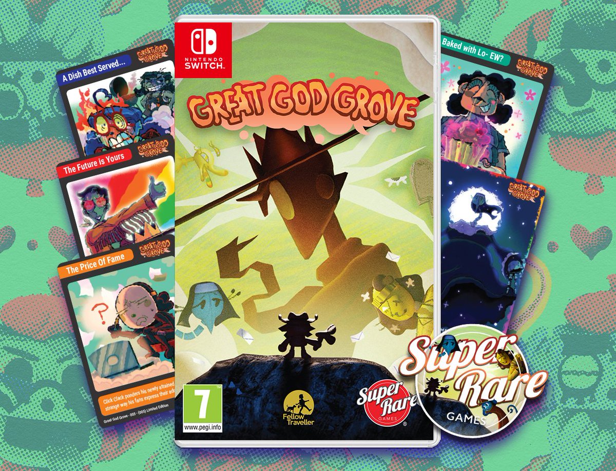 🚨 HOWDY! 🚨 GREAT GOD GROVE is coming PHYSICALLY to Nintendo Switch from Super Rare Games!! It'll come with unique trading cards featuring NEW art and more 🤠
Copies will be limited, so STAY PRIMED, GODPOKES! 0rders open on August 7th ⚡️
AAAAH!!