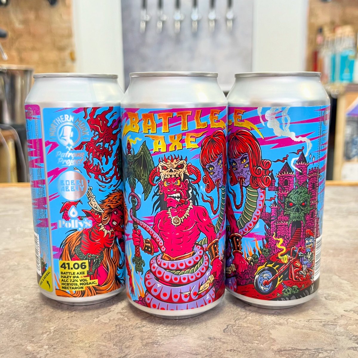 NEW Northern Monk x Polly’s Collab Patrons Project.. YES PLEASE 🙋‍♂️🙃 41.06 ‘Battle Axe’ is described as a massive fruity punchbowl of a 7.2% Hazy #IPA! Hopped with HCB1019 from Yakima Valley, Nectaron &amp; Mosaic add an extra hint of soft stonefruit 🤤🍺 #Craft #Tooting #Craftbeer