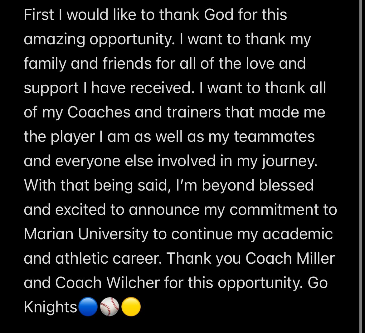 I am excited to announce my commitment to Marian University