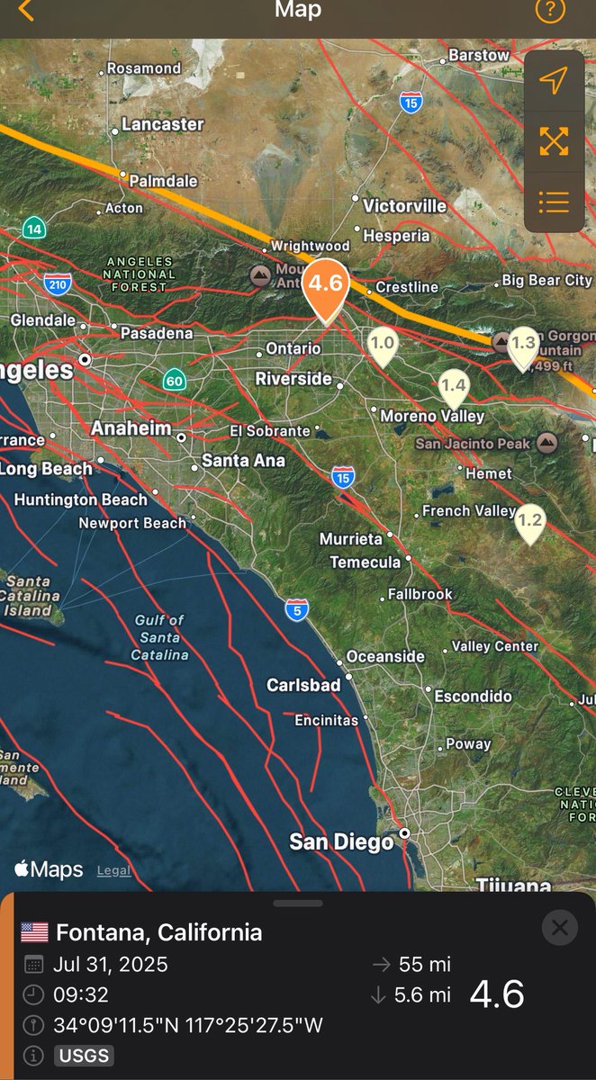 BREAKING 🚨🚨

#California / #Earthquake 

A Magnitude 4.6 earthquake just struck near Fontana, California. Moderate Shaking was felt throughout the LA region