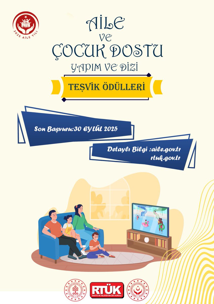 RTÜK ile Aile ve Sosyal Hizmetler Bakanlığı iş birliğinde, Kültür ve Turizm Bakanlığımızın katkılarıyla hayata geçirilen “Aile ve Çocuk Dostu Yapım ve Dizi Teşvik Ödülleri”, toplumsal değerleri koruyan, aile yapımızı destekleyen ve çocuklarımızın gelişimine katkı sunan yayın