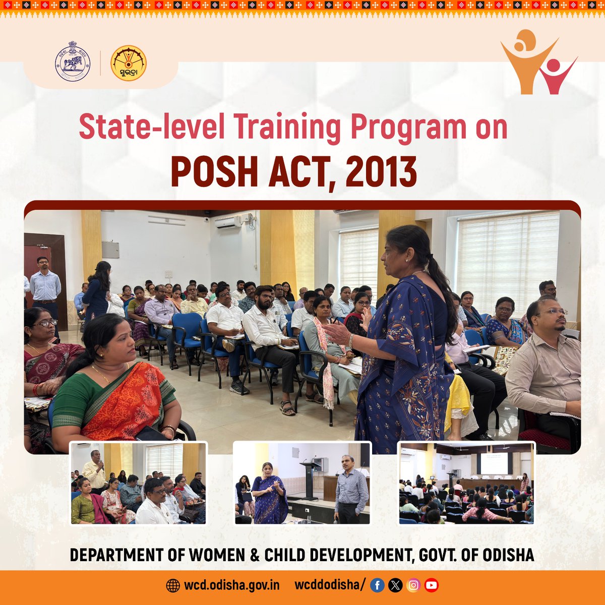 WCDOdisha's tweet photo. A capacity-building workshop on the Sexual Harassment of Women at Workplace (Prevention, Prohibition, and Redressal) Act, 2013, was organized today under the aegis of @WCDOdisha at SIWC, Bhubaneswar.
#POSH #POSHTraining #SafeWorkplace #WCDOdisha https://t.co/pYBibI0M0p