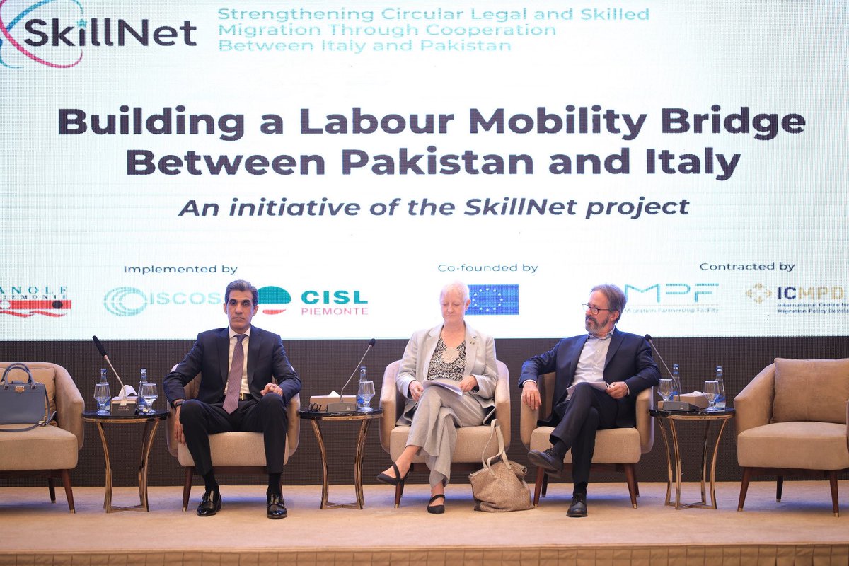 EUPakistan's tweet photo. 🇵🇰🇪🇺🇮🇹 “Today’s conference marks a pivotal moment in our journey toward a sustainable, cooperative framework for international labour mobility.” – EU Ambassador @RKionka at the Labour Mobility seminar under #SkillNet.
🇪🇺-funded SkillNet connects 🇵🇰 talent with 🇮🇹 jobs & training. https://t.co/vd41e4zM6G