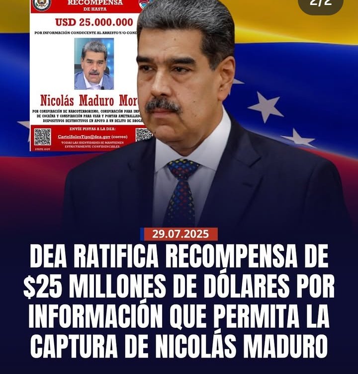 Se busca al Narco dictador Nicolas Maduro,  líder del Cartel  de los  Soles.