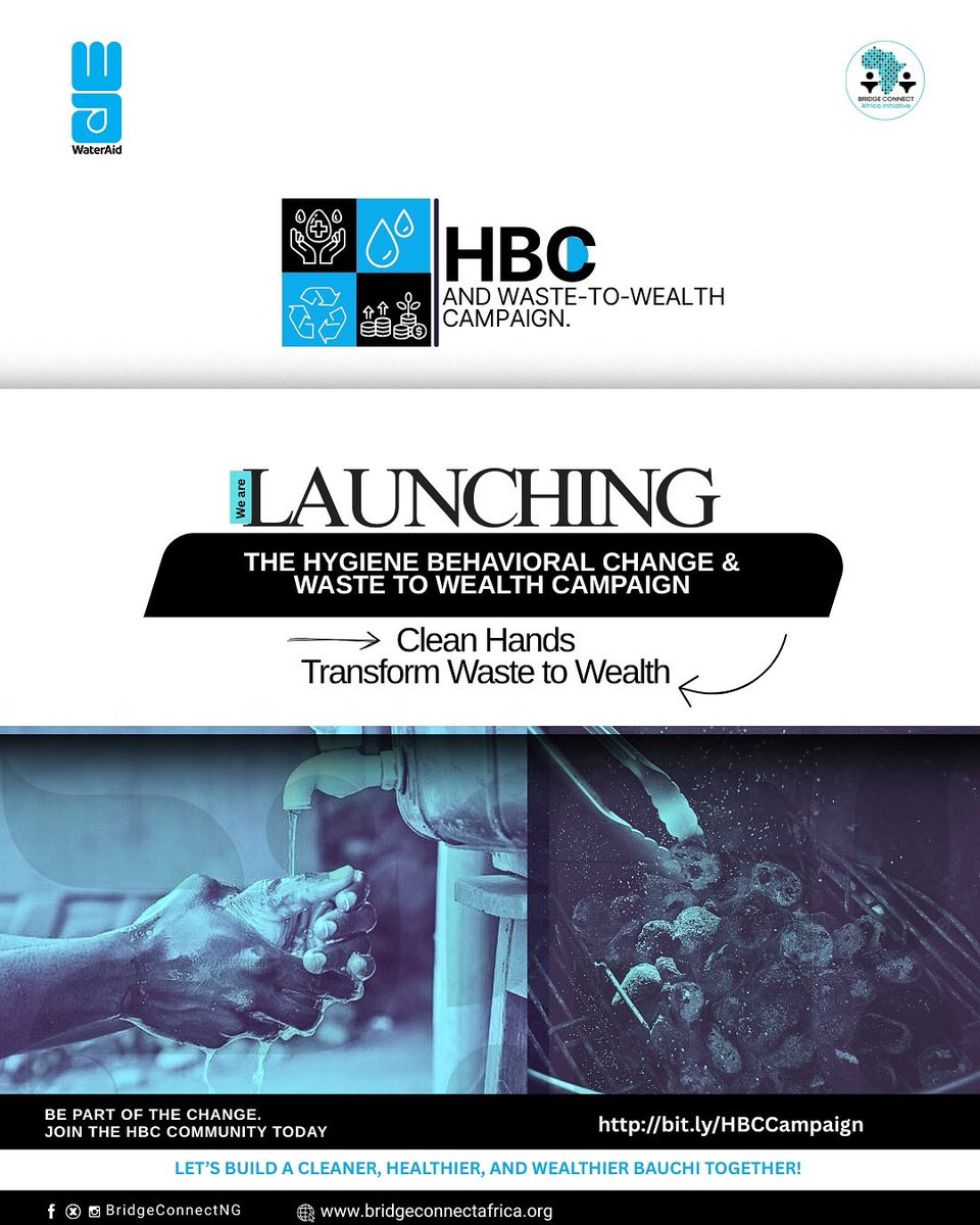 BridgeConnectNG's tweet photo. We’re launching the Hygiene Behavioral Change &amp; Waste to Wealth Campaign across three LGAs in Bauchi State, with support from @WaterAidNigeria 
This isn’t just a movement, it’s a call to action for everyone, regardless of age or location, to adopt &amp; promote good hygiene practices https://t.co/ik4A5y20Pf